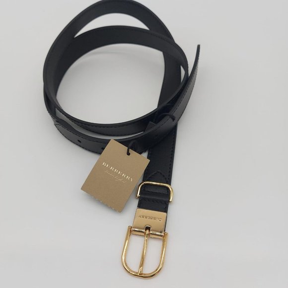 Burberry Ewell Black Leather Gold Tone Belt main image 5